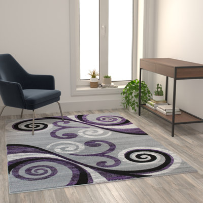 Tapis intérieur à motif abstrait tourbillonnant Aarley-Ray