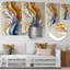 «Rhythmic Golden Ink Waves Fusion III», reproduction d'art moderne en métal, art mural en métal labyrinthe-976795686