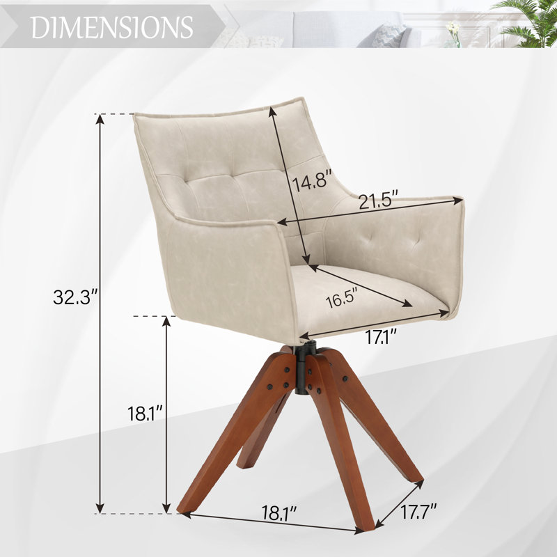 Gliese Tufted Upholstered Back Arm Chair, Gray Upholstery/Brown Legs