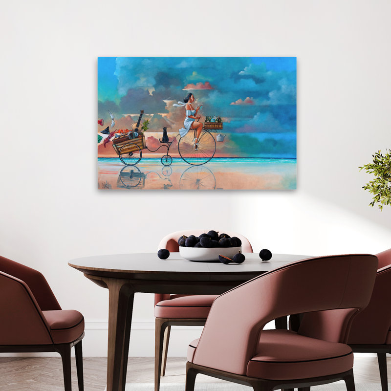 Déménagement - Cuisine figurative, plages, bicyclettes, cocktails, art, H 24 po x l 36 po