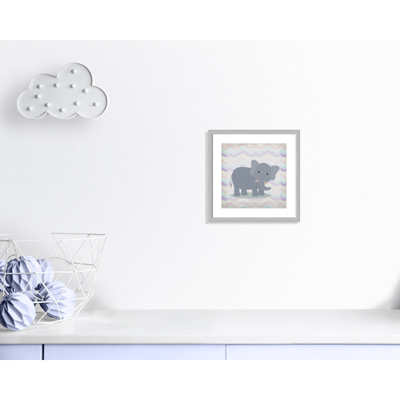 Art de l'éléphant rose, Encadré de boîte argent, H 16 po x l 16 po x P 1,18 po
