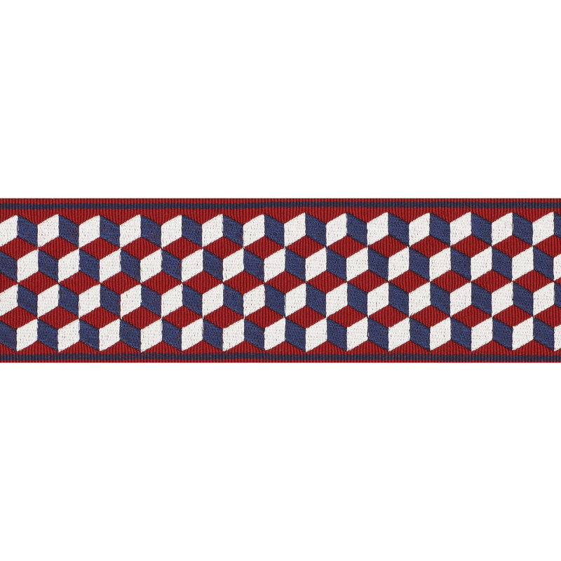 Schumacher x Miles Redd Tumbling Blocks Tape, Red