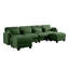 Canapés d'angle modulaires, modèle 4 places en chenille verte en forme de U, avec 2 poufs pour la maison