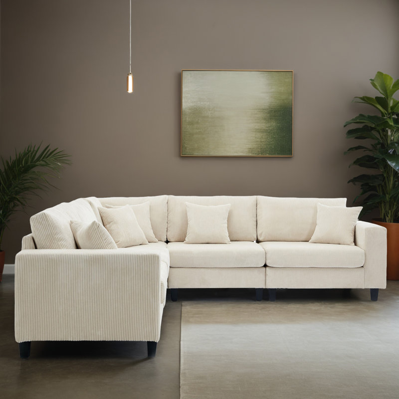 Canapé-lit modulaire rembourré 5 pièces pour le salon 5 pièces, Polyester beige