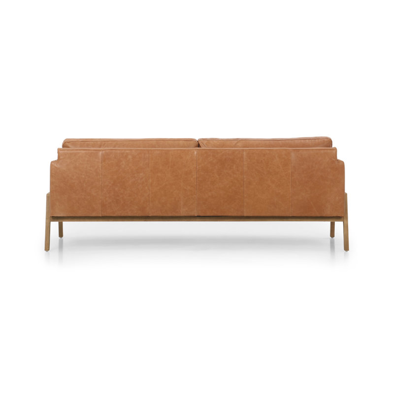 Viviana 84'' Upholstered Sofa, Sonoma Butterscotch Genuine Leather, Beige