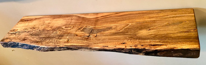 Custom Narrow Live Edge Spalted Maple Rustic Wood Floating Shelves|Ambrosia Maple Narrow Wood Wall Shelves