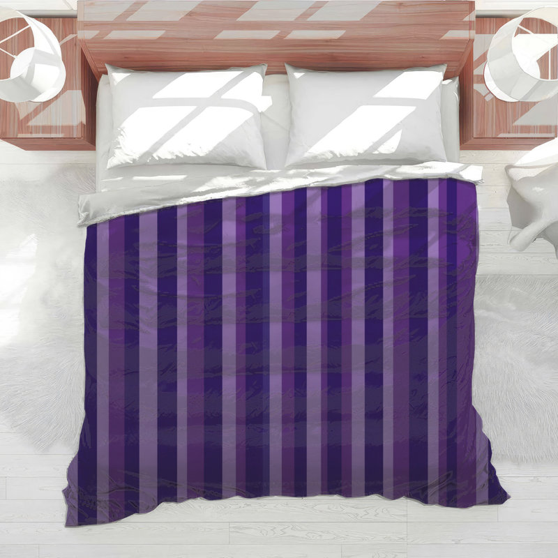 Stripes Bedding Pattern Comforter Modern, Queen Comforter, Purple Striped