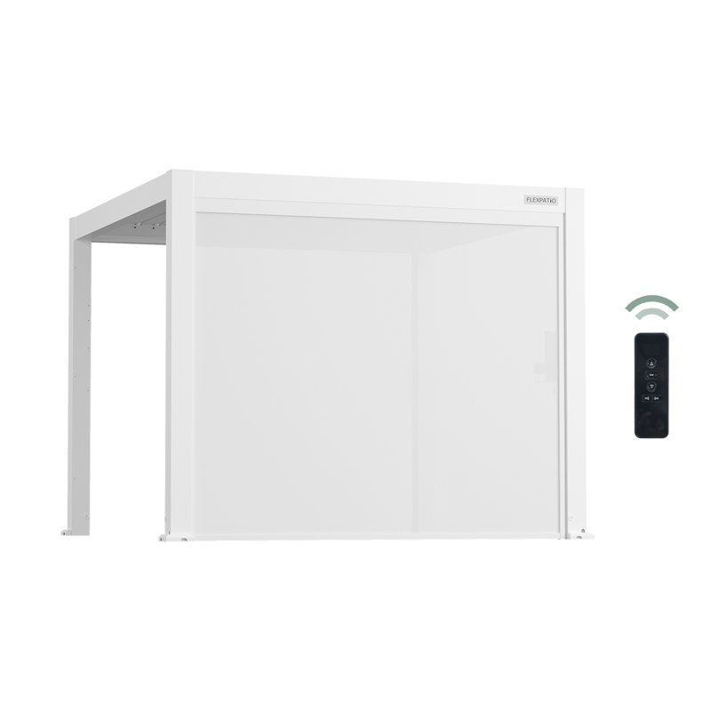 Store à enroulement motorisé FlexPatio, H 93 po x l 110,3 po x P 3,9 po, Blanc