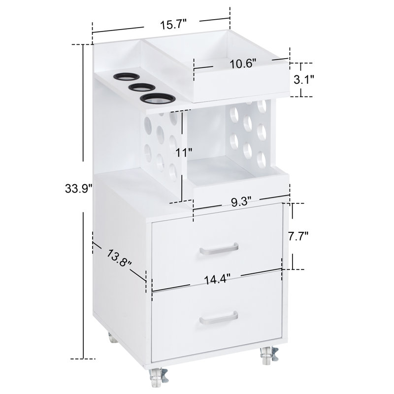 Utility Cart with Tool Holder and Lockable Wheels, Salon Trolley with Storage Drawer
