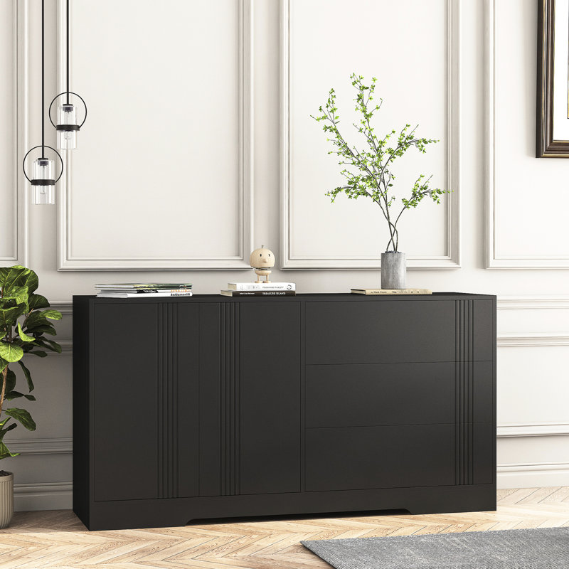 Buffet de cuisine moderne noir avec buffet réglable et porte