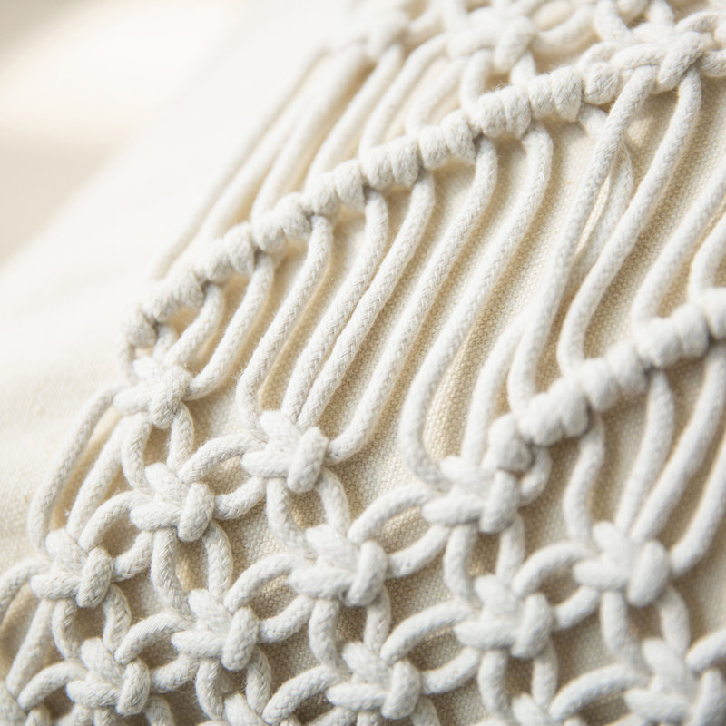 Jeté carré en coton, Blanc cassé