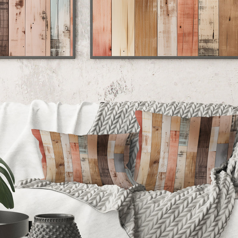 Farmhouse Planks - Motif rayé rose - Coussin abstrait