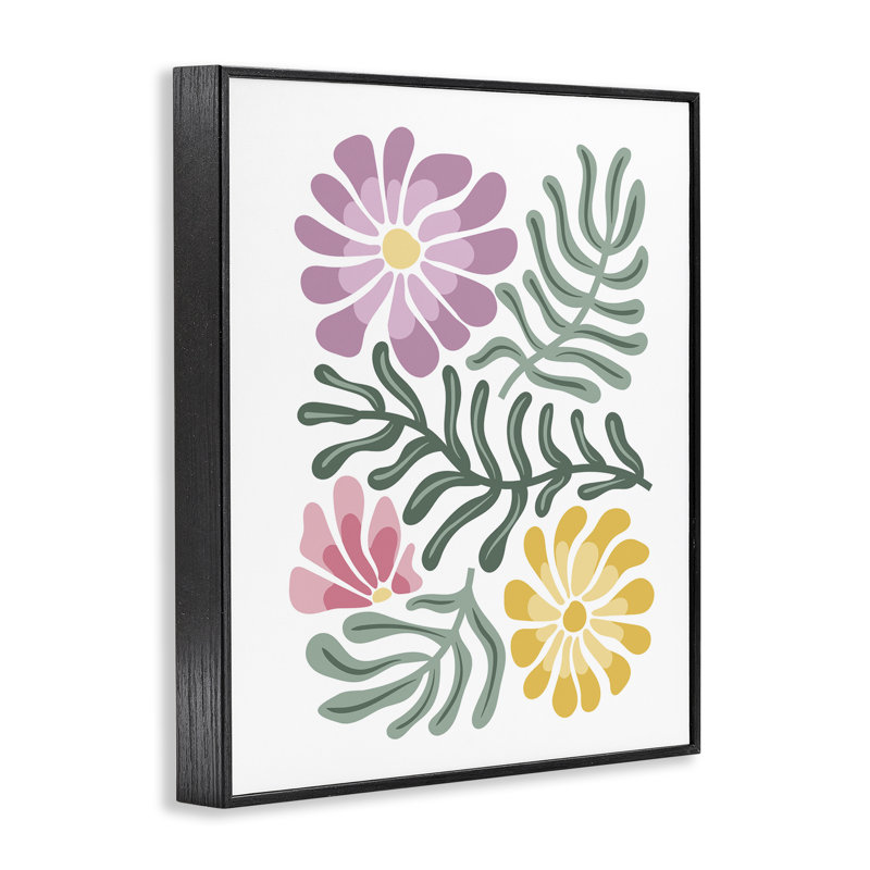 Giclée encadrée Pastel Midcentury Mod Blooms, design par Kim Allen, H 20 po x l 16 po, Giclée encadrée noir minuit