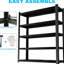 Hautes tablettes de rangement en métal noir avec 5 cloisons amovibles - grande capacité de rangement et construction stable, garage, cuisine, bureau, processus d'assemblage facile Compartiments de tablettes de 70,49 pouces