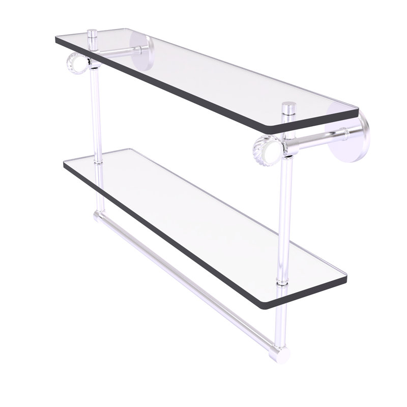 Tablette à 2 niveaux en verre Margolis, H 12,8 po x l 22 po x p 5,6 po, Chrome satiné