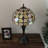 Hadria Tiffany Style Table Lamp Gold Stained Glass Crystal Beans LED Bulbs Included H22"W12"