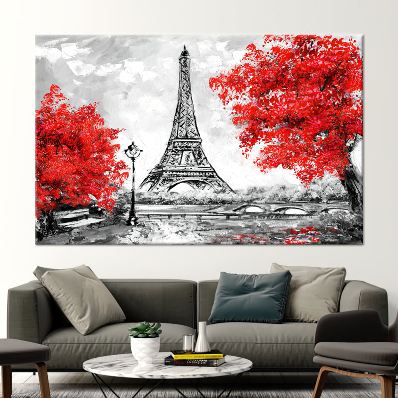 Red Tree Printed, Cityscape Poster, Landscape Canvas Art, City Art Canvas, View Poster, Travel Poster, Abstract Art Canvas,