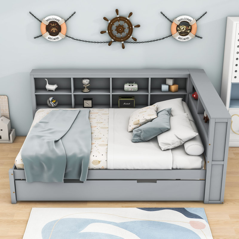 Lit de jour avec couchette Nagely, Gris, Double
