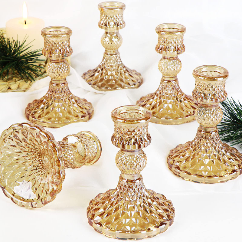 Chandelle de foyer en verre 4,1 po H, Or champagne