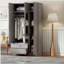 Armoire à miroir 3 portes avec 2 tiroirs et armoire supérieure, gris