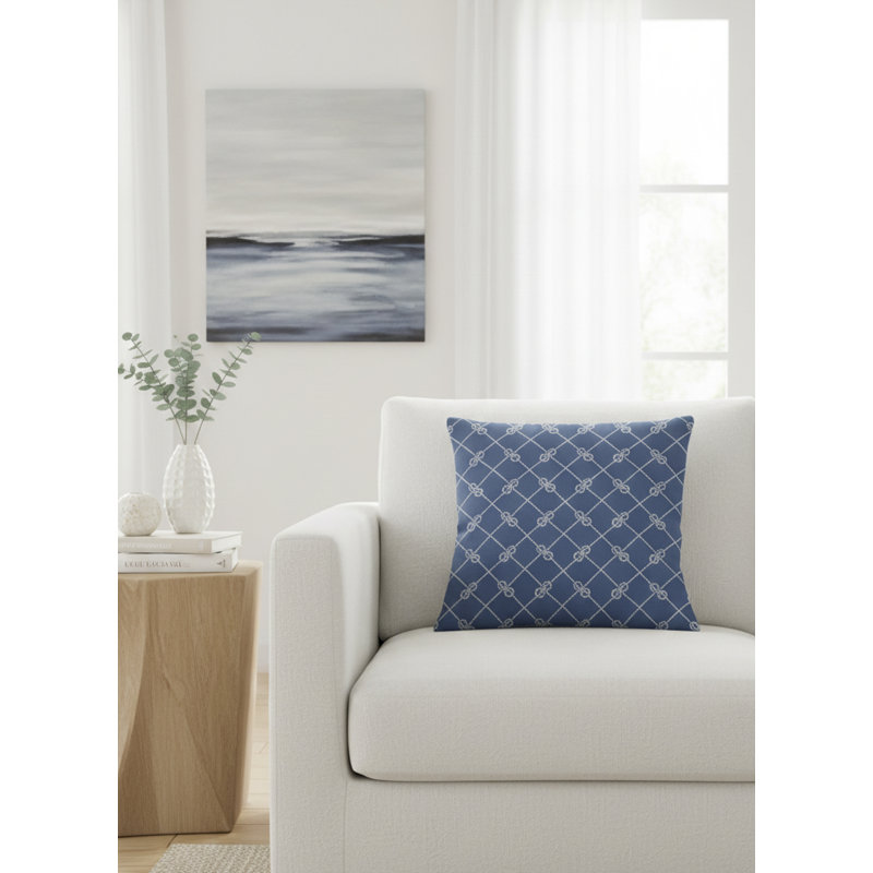 Printed Pillows Linen Geometric Accent Pillow, Blue, Square 26", Down Blend