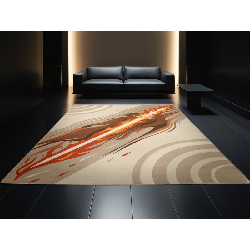 Tapis beige audacieux et éclectique en laine beige et beige lavable à la machine Coalmont, 2 x 5