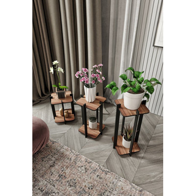 Square Tiered Pedestal Stands(Set Of 3)