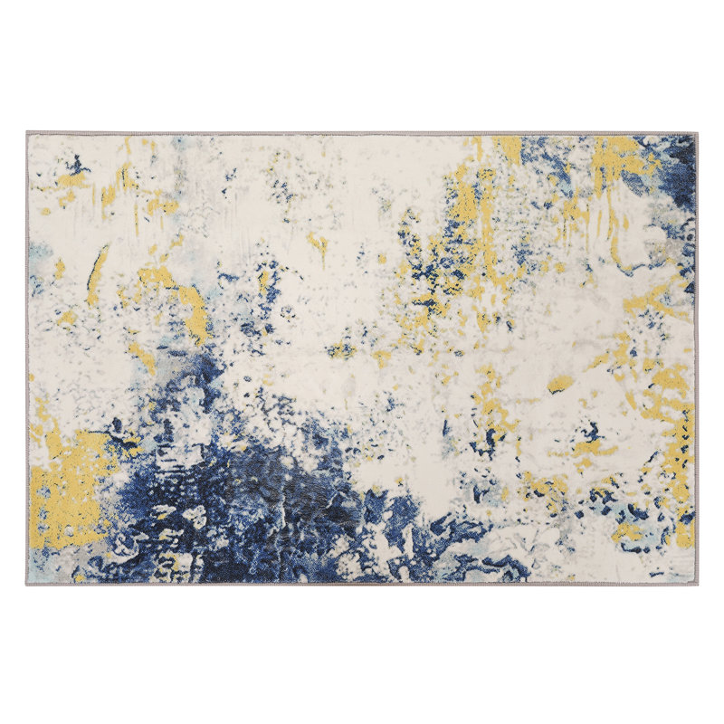 Tapis moderne abstrait Rengel, tapis doux pliables et lavables, Rectangle 2 pi x 3 pi