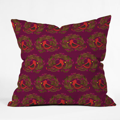 Cardinal Wreaths Indoor/Outdoor Throw Pillow
