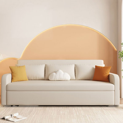 Canapé convertible en faux cuir crème Leathaire