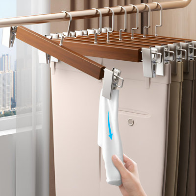 Solid Wood Pant Hangers - Heavy Duty No Crease Solution For Home And Boutique