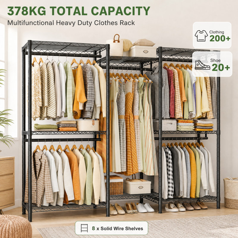 190 cm Adjustable Clothes Rack, Black
