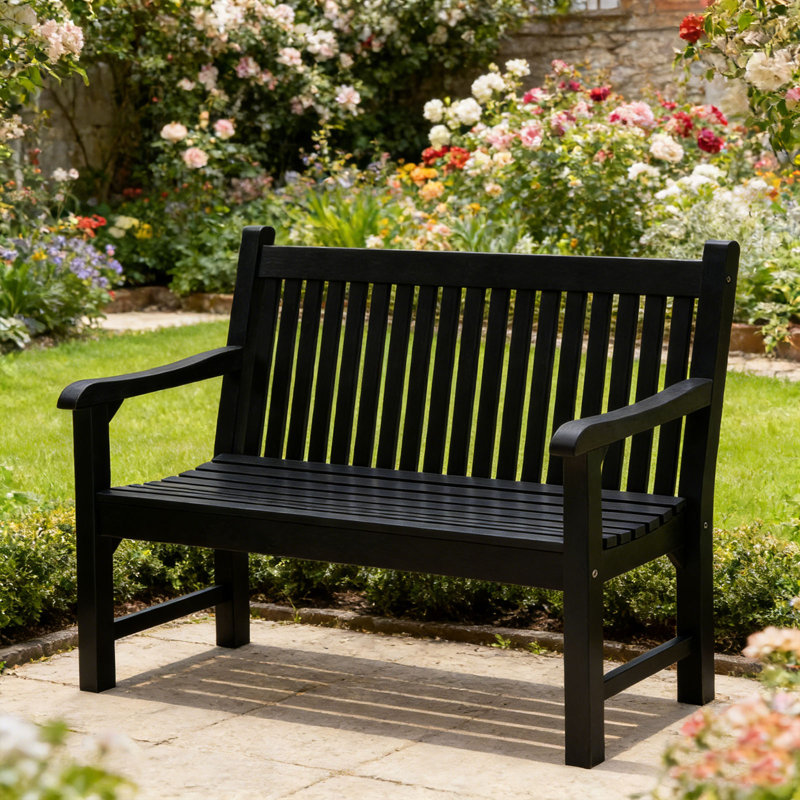 Banc de jardin extérieur en plastique pour 2 personnes 2 personnes, Noir