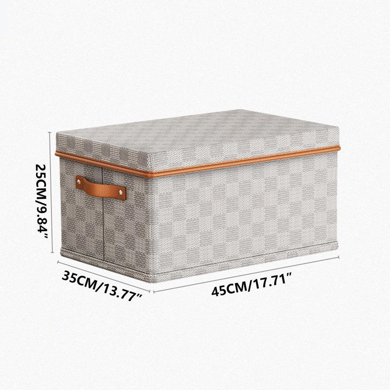 Clothes Storage Box Non-woven Fabric Checkerboard Pattern  And Cover Clothes Storage Box Home Organizing Box Basket Toy Storage Box