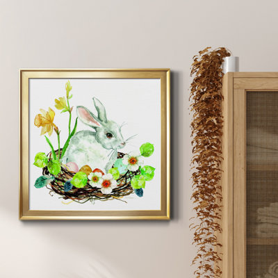 Bunny Wreath - Peinture sur toile encadrée