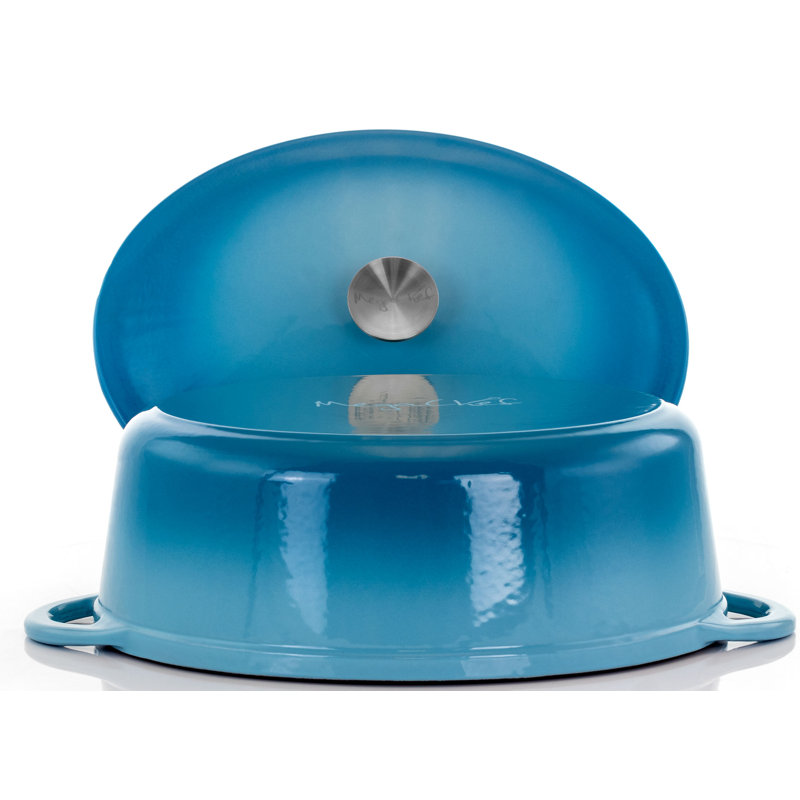 Cocotte ovale en fonte avec couvercle méga chef 7 qt, Bleu