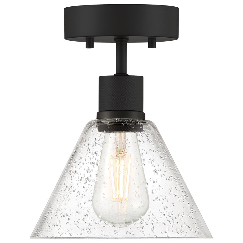 Southglenn Glass Semi Flush Mount, Matte Black