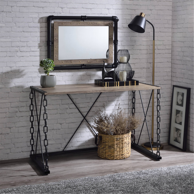 Console rustique en chêne rustique et noir antique