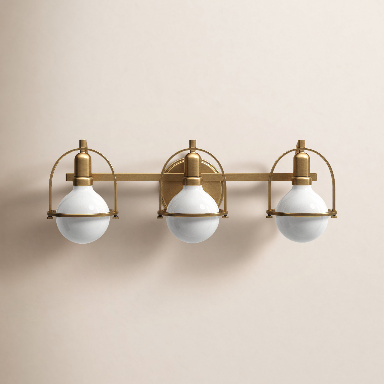 Damiana Vanity Light, Heritage Brass, 3 Lights, 9" H x 25" W x 7.5" D
