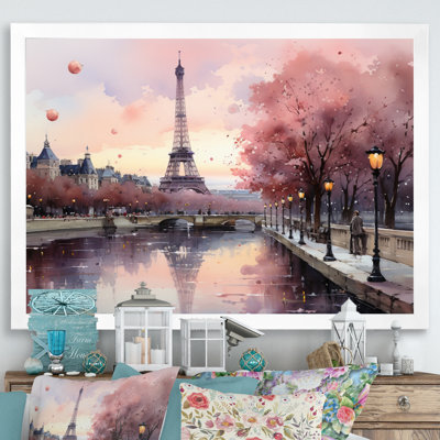 Pink Twilight Rendezvous In Paris II - Amusement Parks Canvas Prints