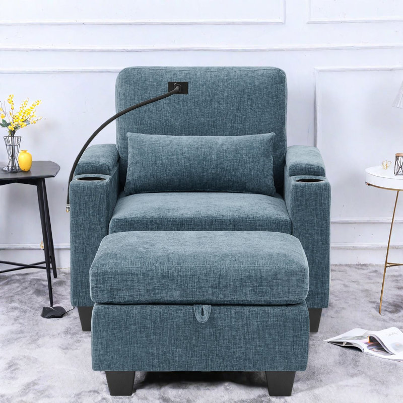 Fauteuil inclinable compact avec repose-pieds et charge USB