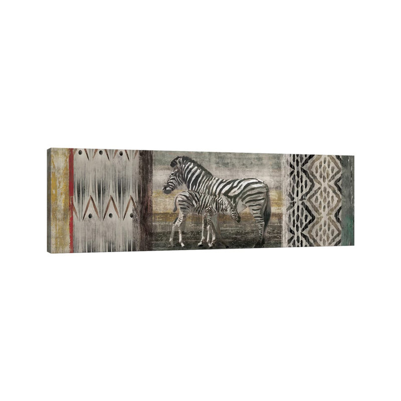 Tribal Zebras by Edward Selkirk - Wrapped Canvas Panoramic Gallery-Wrapped Canvas Giclée, 30.48 cm H x 91.44 cm W x 1.91 cm D