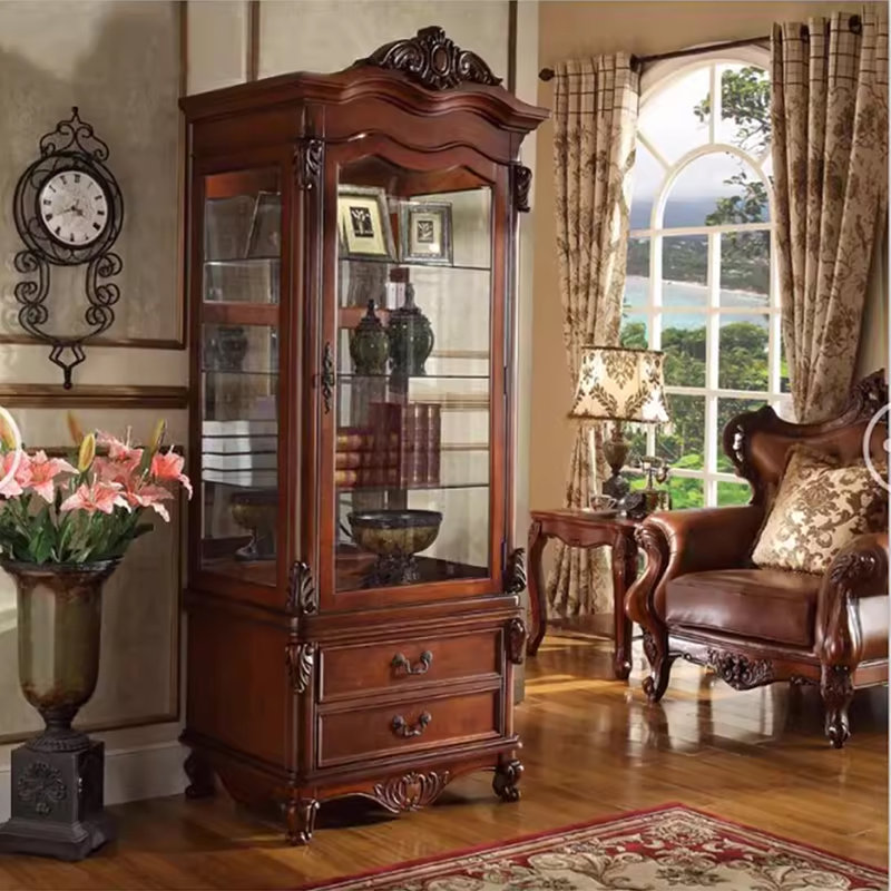Vitrines en bois massif marron et verre