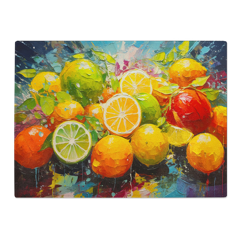 Citrus Fruits Impressionism  Glass Chopping Board