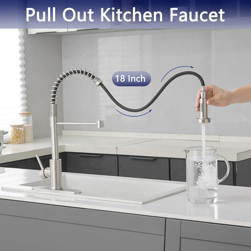 Robinet de cuisine avec douchette extractible, Nickel