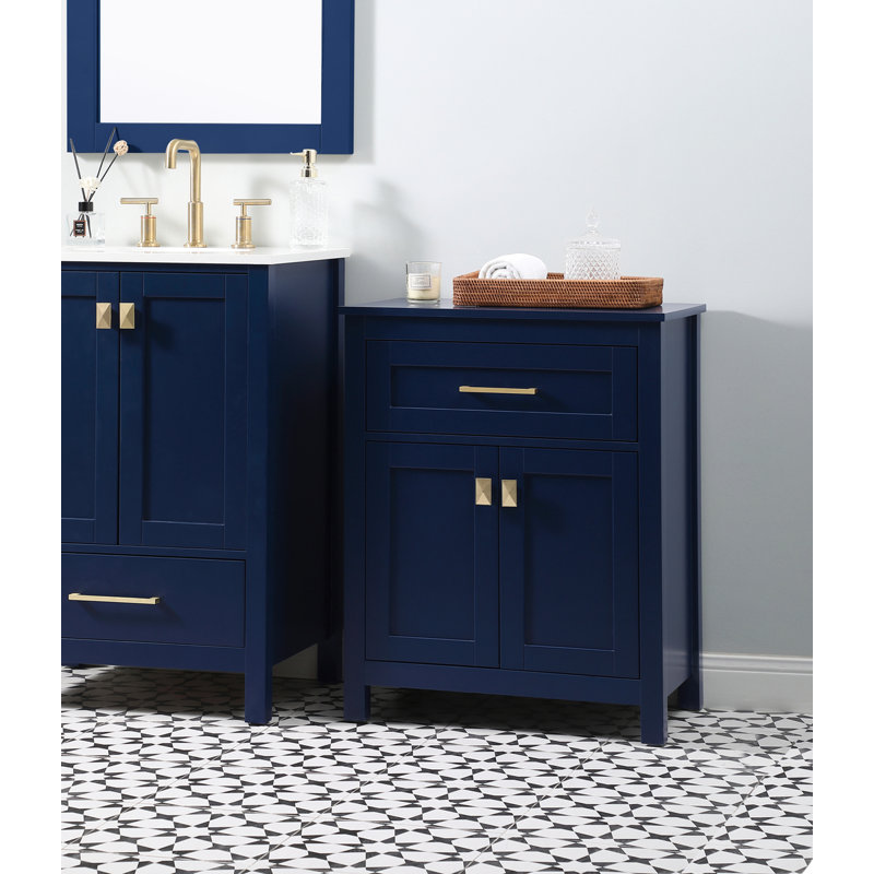 Rangement pour salle de bain Martirio, Bleu/doré