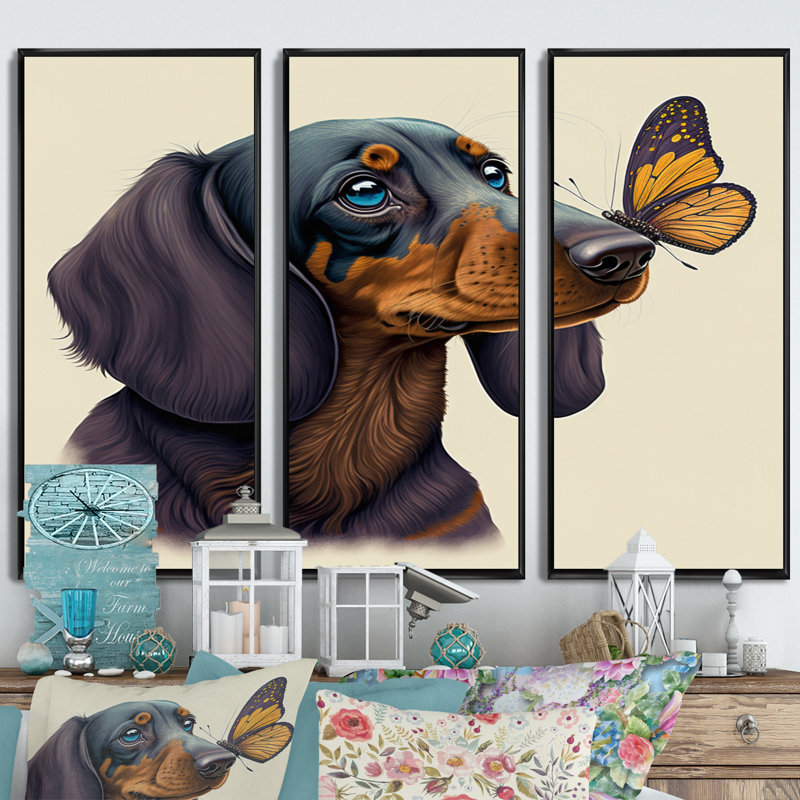 Zahara - animaux, ensemble d'art mural sur toile_80631, Toile encadrée noire, H 28 po x l 36 po x P 1 po