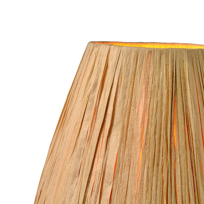 Metal Table Lamp Set with Natural Raffia Shade (LED Bulb Included)