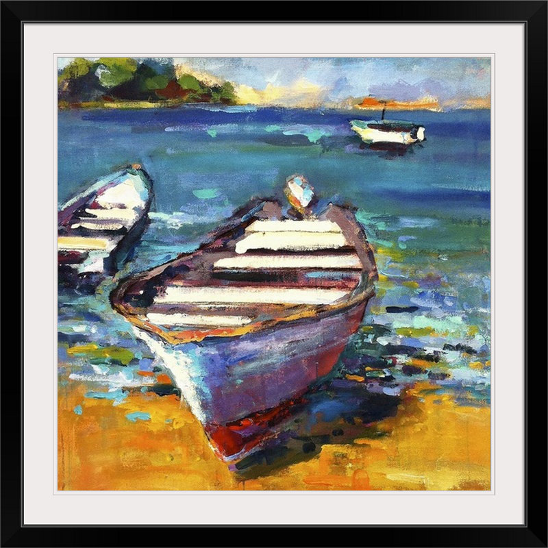 "bateau" page pearson railsback, reproduction d’art, Cadre noir, H 24 po x l 24 po x P 1 po