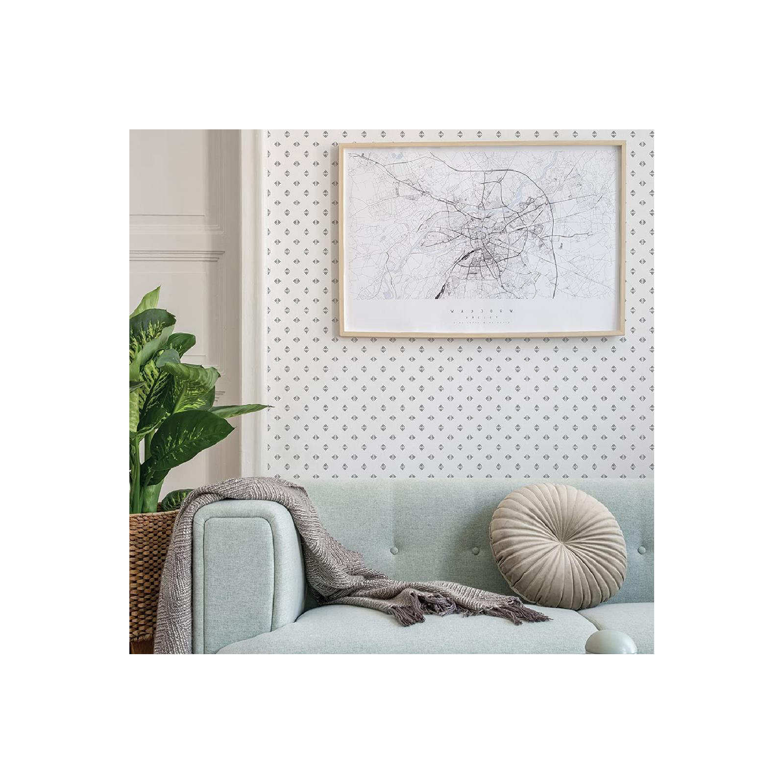 Gem Geo Peel and Stick Wallpaper, Stone Gray